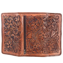 Load image into Gallery viewer, Western Hand Tooled Leather Wallet Purse, Western Buck Stitch Wallet, Leather Crossbody Purse, Genuine Leather Bag, Genuine Cowhide Bag
