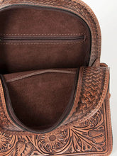 Load image into Gallery viewer, Hand Tooled Leather Backpack Women, Leather Backpack Purse, Leather Backpack, Western Purse, Small Leather Backpack, Cowhide Backpack
