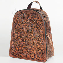 Load image into Gallery viewer, Hand Tooled Leather Backpack Women, Leather Backpack Purse, Leather Backpack, Western Purse, Small Leather Backpack, Cowhide Backpack
