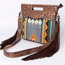 Load image into Gallery viewer, Western Hand Tooled Leather Purse, Cowhide Purse, Concealed Carry Purse, American Darling, Genuine Cowhide, Western Purse, Leather Fringe
