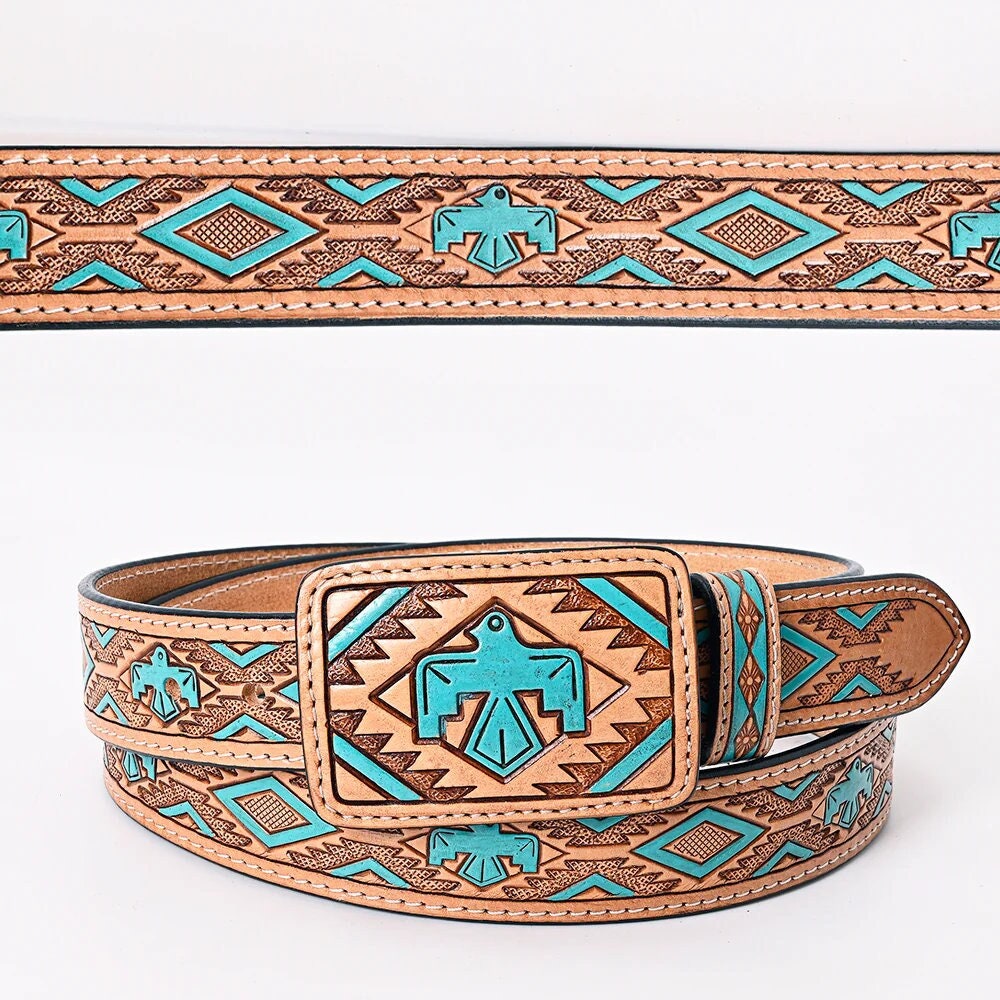 Womens Western Hand Tooled Leather Belt, Rodeo Belt, Embossed Leather Belt, Western Belt, Cowboy Belt, Cowgirl Belt, Studded Handmade Belt