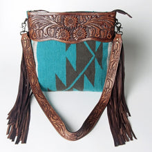 Load image into Gallery viewer, Western Hand Tooled Leather Purse, Cowhide Purse, Concealed Carry Purse, American Darling, Genuine Cowhide, Western Purse, Leather Fringe
