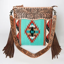 Load image into Gallery viewer, Western Hand Tooled Leather Purse, Conceal Carry Purse Crossbody, Cowhide Purse, American Darling Purse, Western Crossbody Fringe Purse
