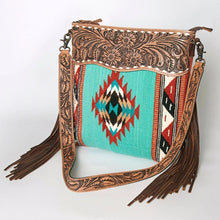 Load image into Gallery viewer, Western Hand Tooled Leather Purse, Conceal Carry Purse Crossbody, Cowhide Purse, American Darling Purse, Western Crossbody Fringe Purse
