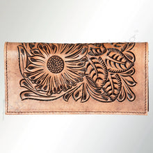 Load image into Gallery viewer, Western Hand Tooled Leather Wallet Purse, Western Buck Stitch Wallet, Leather Crossbody Purse, Genuine Leather Bag, Genuine Cowhide Bag
