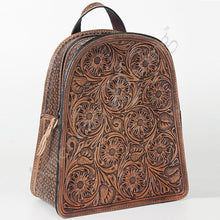 Load image into Gallery viewer, Hand Tooled Leather Backpack Women, Leather Backpack Purse, Leather Backpack, Western Purse, Small Leather Backpack, Cowhide Backpack
