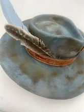 Load image into Gallery viewer, Western Womens Fedora Hat, Distressed Felt Cowboy Hat, Distressed Fedora, Wide Brim Fedora, Wool Fedora Womens, Womens Felt Hat
