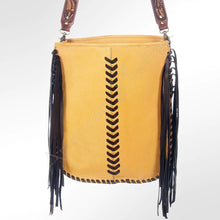 Load image into Gallery viewer, Western Hand Tooled Leather Purse, Cowhide Purse, Conceal Carry Purse, American Darling Purse, Western Purse with Leather Fringe
