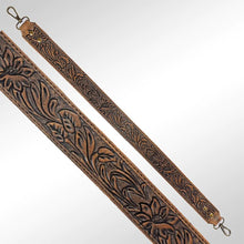 Load image into Gallery viewer, Womens Western Hand Tooled Leather Purse Strap, Western Purse Strap, Handmade Purse Strap, Cowhide Purse Strap, Leather Shoulder Strap
