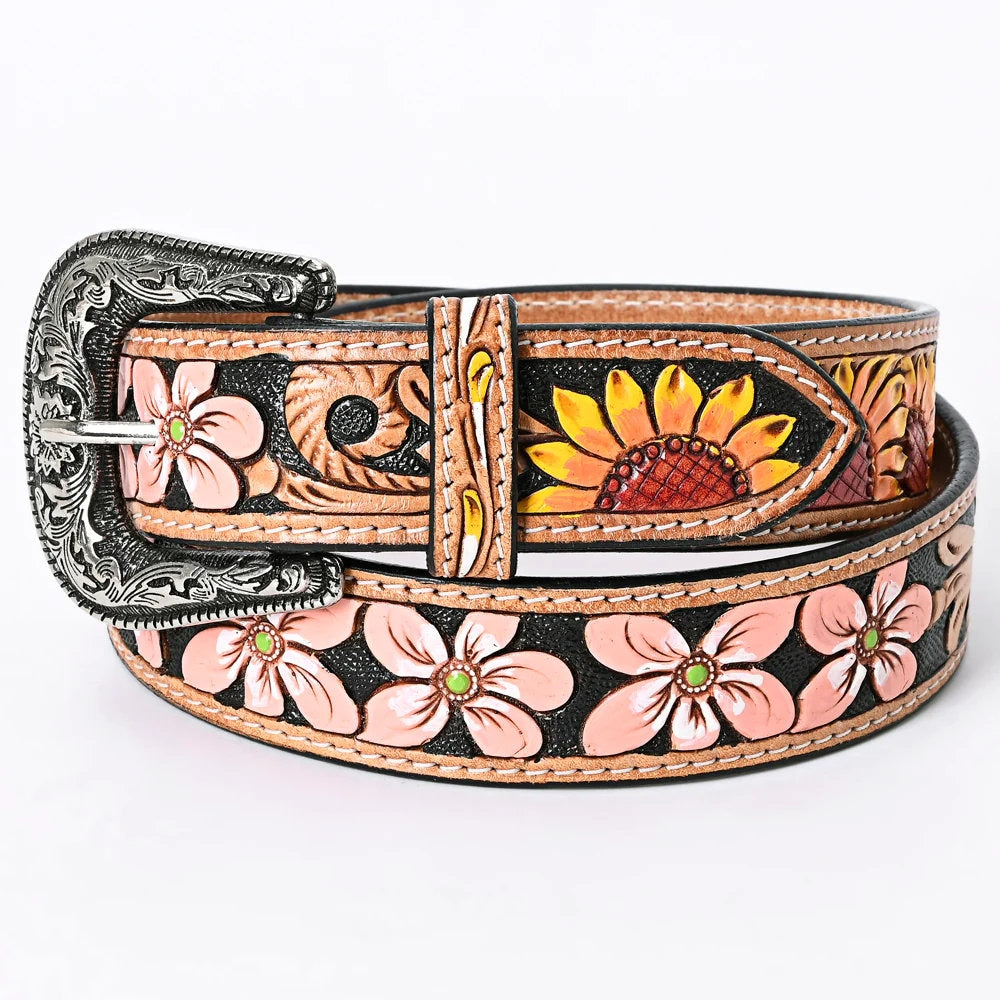 Womens Western Hand Tooled Leather Belt, Rodeo Belt, Embossed Leather Belt, Western Belt, Cowboy Belt, Cowgirl Belt, Studded Handmade Belt