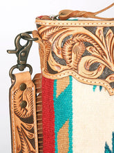 Load image into Gallery viewer, Western Hand Tooled Leather Purse, Cowhide Purse Crossbody bag, Saddle Blanket Bag, Genuine Cowhide, Western Purse, Leather Fringe
