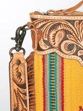 Load image into Gallery viewer, Western Hand Tooled Leather Purse, Cowhide Purse Crossbody bag, Saddle Blanket Bag, Genuine Cowhide, Western Purse, Leather Fringe
