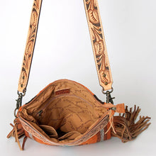 Load image into Gallery viewer, Western Hand Tooled Leather Purse, Cowhide Purse Crossbody bag, Saddle Blanket Bag, Genuine Cowhide, Western Purse, Leather Fringe
