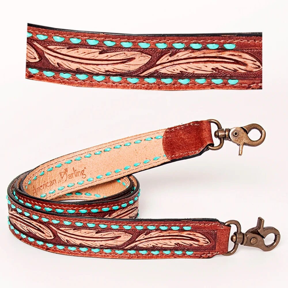 Western Hand Tooled Leather Purse Strap, Cowhide Purse Strap, American Darling Leather Purse Strap, Genuine Cowhide Strap