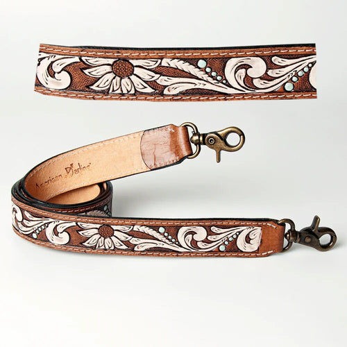 Western Hand Tooled Leather Purse Strap, Cowhide Purse Strap, American Darling Leather Purse Strap, Genuine Cowhide Strap