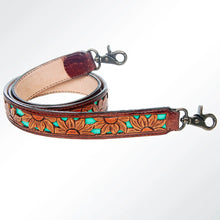 Load image into Gallery viewer, Western Hand Tooled Leather Purse Strap, Cowhide Purse Strap, American Darling Leather Purse Strap, Genuine Cowhide Strap
