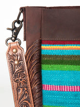 Load image into Gallery viewer, Western Hand Tooled Leather Purse, Cowhide Purse Crossbody bag, Saddle Blanket Bag, Genuine Cowhide, Western Purse, Leather Fringe
