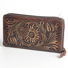 Load image into Gallery viewer, Western Hand Tooled Leather Wallet Purse, Leather Wallet, Genuine Leather Bag, Genuine Cowhide Bag, Western Purse, Luxury Wallet
