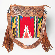 Load image into Gallery viewer, Western Hand Tooled Leather Purse, Cowhide Purse, Conceal Carry Purse, American Darling Purse, Western Purse with Leather Fringe
