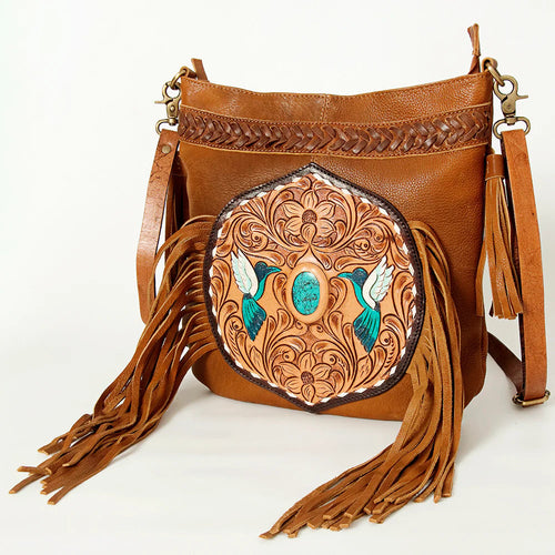 Western Hand Tooled Leather Purse, Cowhide Purse, Conceal Carry Purse, American Darling Purse, Western Purse with Leather Fringe