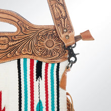 Load image into Gallery viewer, Western Hand Tooled Leather Purse, Cowhide Purse Crossbody bag, Saddle Blanket Bag, Genuine Cowhide, Western Purse, Leather Fringe
