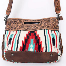 Load image into Gallery viewer, Western Hand Tooled Leather Purse, Cowhide Purse Crossbody bag, Saddle Blanket Bag, Genuine Cowhide, Western Purse, Leather Fringe
