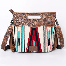 Load image into Gallery viewer, Western Hand Tooled Leather Purse, Cowhide Purse Crossbody bag, Saddle Blanket Bag, Genuine Cowhide, Western Purse, Leather Fringe
