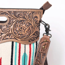 Load image into Gallery viewer, Western Hand Tooled Leather Purse, Cowhide Purse Crossbody bag, Saddle Blanket Bag, Genuine Cowhide, Western Purse, Leather Fringe
