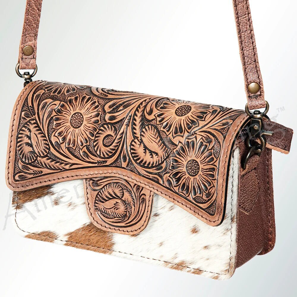 Western Purse, Hand Tooled Leather Purse, Conceal Carry Purse, Cowhide Purse, American Darling Purse, Western Crossbody Purse