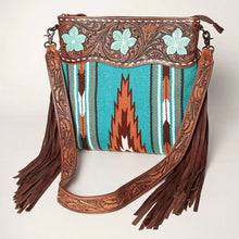 Load image into Gallery viewer, Western Purse, Cowhide Purse, Hand Tooled Leather Purse, Cowhide Purse, Concealed Carry Purse, Saddle Blanket, Leather Fringe
