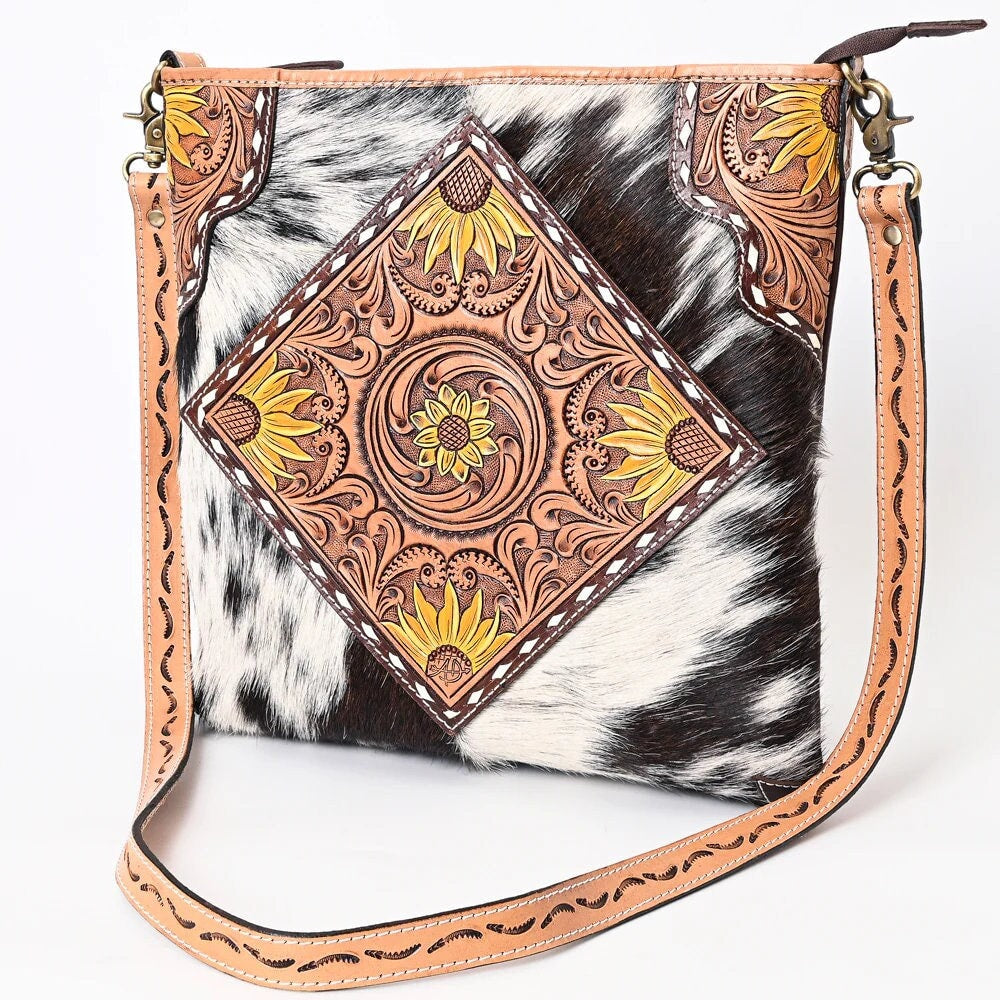 Sunflower Plains Western Leather Crossbody Purse