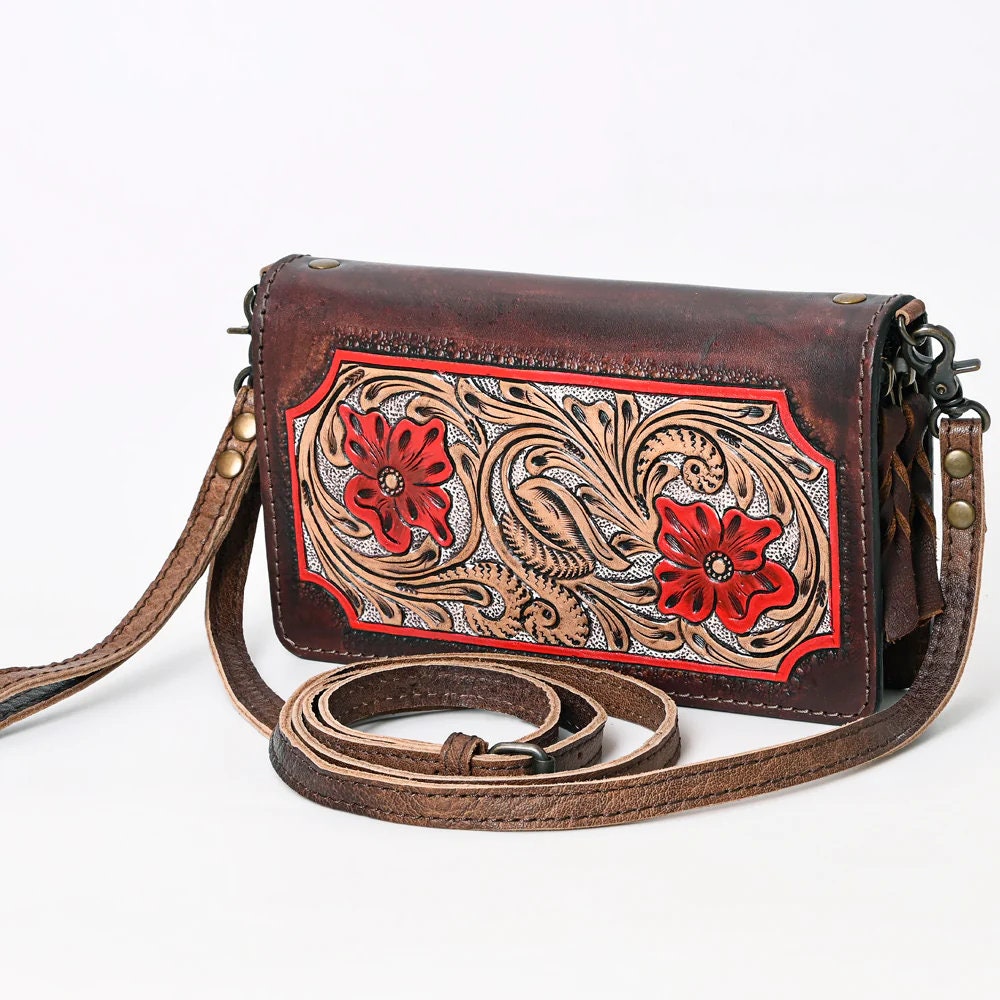 Florence Leather Western Crossbody Wallet