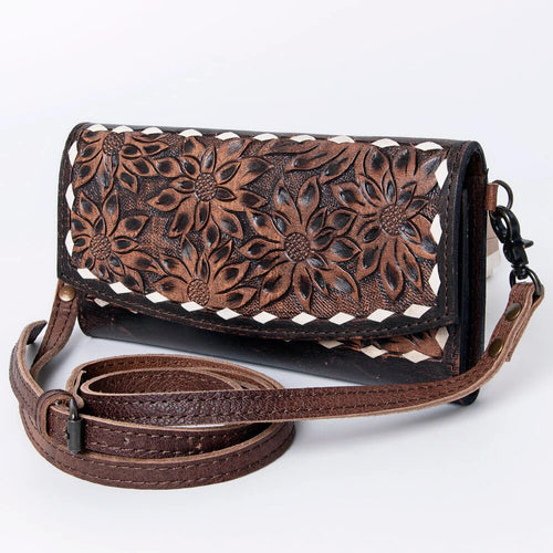 Crooked River Leather Western Crossbody Wallet