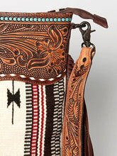 Load image into Gallery viewer, Western Purse, Cowhide Purse, Hand Tooled Leather Purse, Cowhide Purse, Concealed Carry Purse, Saddle Blanket, Leather Fringe
