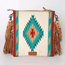 Load image into Gallery viewer, Western Hand Tooled Leather Purse, Cowhide Purse Crossbody bag, Saddle Blanket Bag, Genuine Cowhide, Western Purse, Leather Fringe
