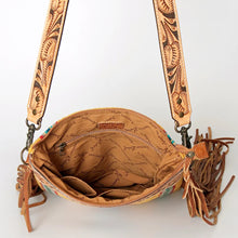 Load image into Gallery viewer, Western Hand Tooled Leather Purse, Cowhide Purse Crossbody bag, Saddle Blanket Bag, Genuine Cowhide, Western Purse, Leather Fringe
