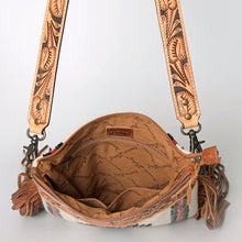 Load image into Gallery viewer, Western Hand Tooled Leather Purse, Cowhide Purse Crossbody bag, Saddle Blanket Bag, Genuine Cowhide, Western Purse, Leather Fringe
