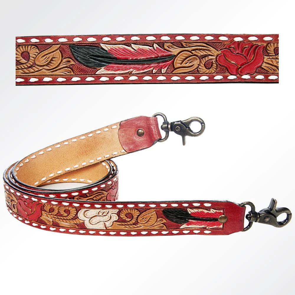 Western Hand Tooled Leather Purse Strap, Cowhide Purse Strap, American Darling Leather Purse Strap, Genuine Cowhide Strap