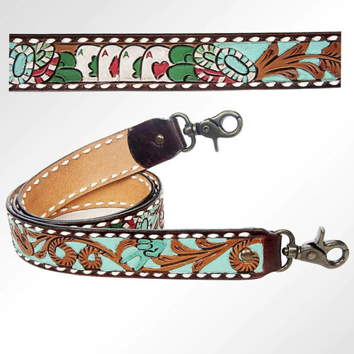 Western Hand Tooled Leather Purse Strap, Cowhide Purse Strap, American Darling Leather Purse Strap, Genuine Cowhide Strap