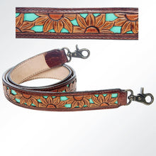 Load image into Gallery viewer, Western Hand Tooled Leather Purse Strap, Cowhide Purse Strap, American Darling Leather Purse Strap, Genuine Cowhide Strap
