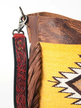 Load image into Gallery viewer, Western Hand Tooled Leather Purse, Cowhide Purse Crossbody bag, Saddle Blanket Bag, Genuine Cowhide, Western Purse, Leather Fringe
