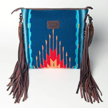 Load image into Gallery viewer, Western Hand Tooled Leather Purse, Cowhide Purse Crossbody bag, Saddle Blanket Bag, Genuine Cowhide, Western Purse, Leather Fringe
