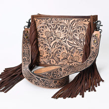 Load image into Gallery viewer, Western Hand Tooled Leather Purse, Cowhide Purse, Concealed Carry Purse, American Darling, Genuine Cowhide, Western Purse, Leather Fringe
