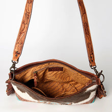 Load image into Gallery viewer, Western Purse, Cowhide Purse, Hand Tooled Leather Purse, Cowhide Purse, Concealed Carry Purse, Saddle Blanket, Leather Fringe
