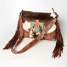 Load image into Gallery viewer, Western Purse, Cowhide Purse, Hand Tooled Leather Purse, Cowhide Purse, Concealed Carry Purse, Saddle Blanket, Leather Fringe
