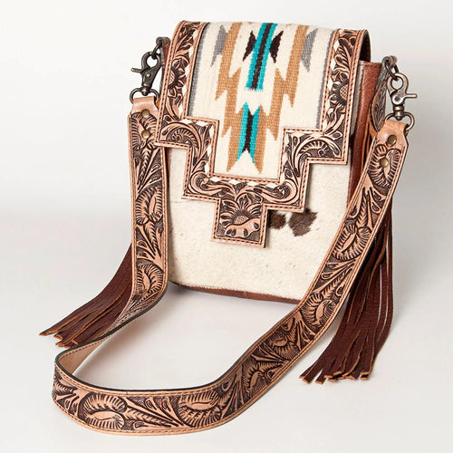 Western Purse, Cowhide Purse, Hand Tooled Leather Purse, Cowhide Purse, Concealed Carry Purse, Saddle Blanket, Leather Fringe