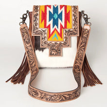 Load image into Gallery viewer, Western Purse, Cowhide Purse, Hand Tooled Leather Purse, Cowhide Purse, Concealed Carry Purse, Saddle Blanket, Leather Fringe
