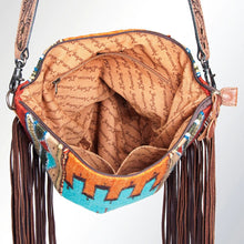 Load image into Gallery viewer, Western Hand Tooled Leather Purse, Concealed Carry Purse, Cowhide Purse, Saddle Blanket Bag, Genuine Cowhide, Western Purse, Leather Fringe
