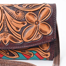 Load image into Gallery viewer, Western Leather Wallet Purse, Hand Tooled Leather Wallet, Crossbody Purse, Womens Leather Wallet,  Genuine Leather, American Darling Wallet
