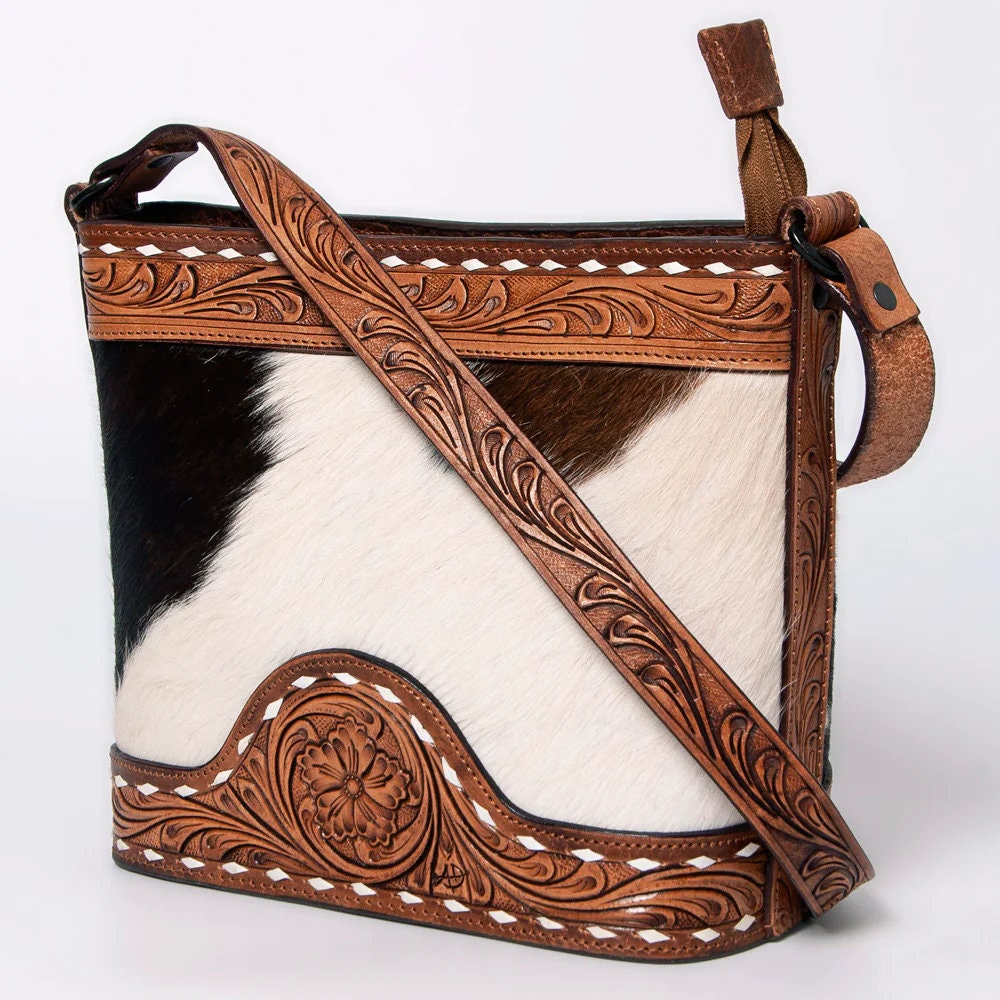 Western Purse, Tooled Leather Purse, Conceal Carry Purse, Cowhide Purse, American Darling Purse, Sunflower Crossbody Purse, Leather Fringe